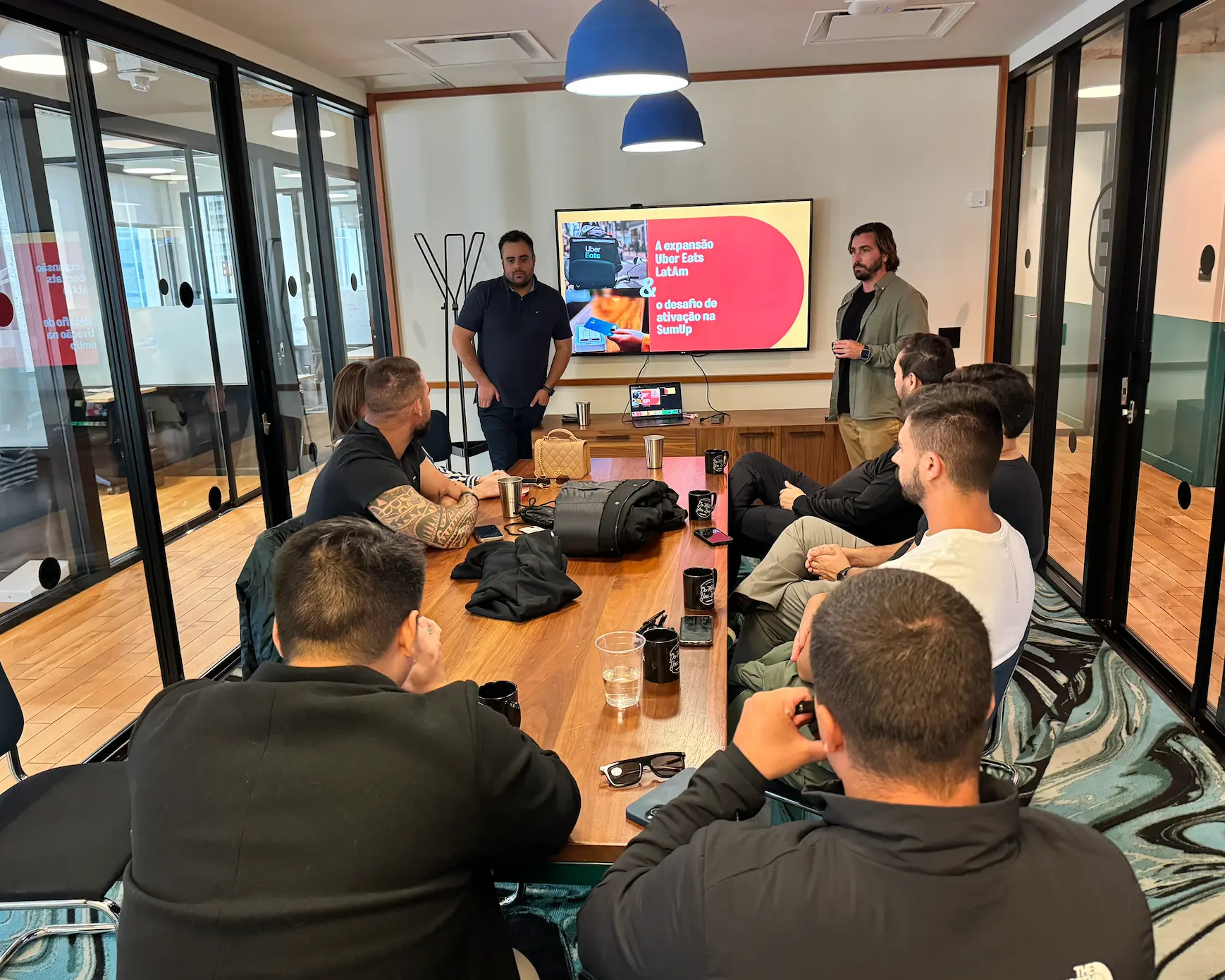 Presenting a market expansion session to a seated team
