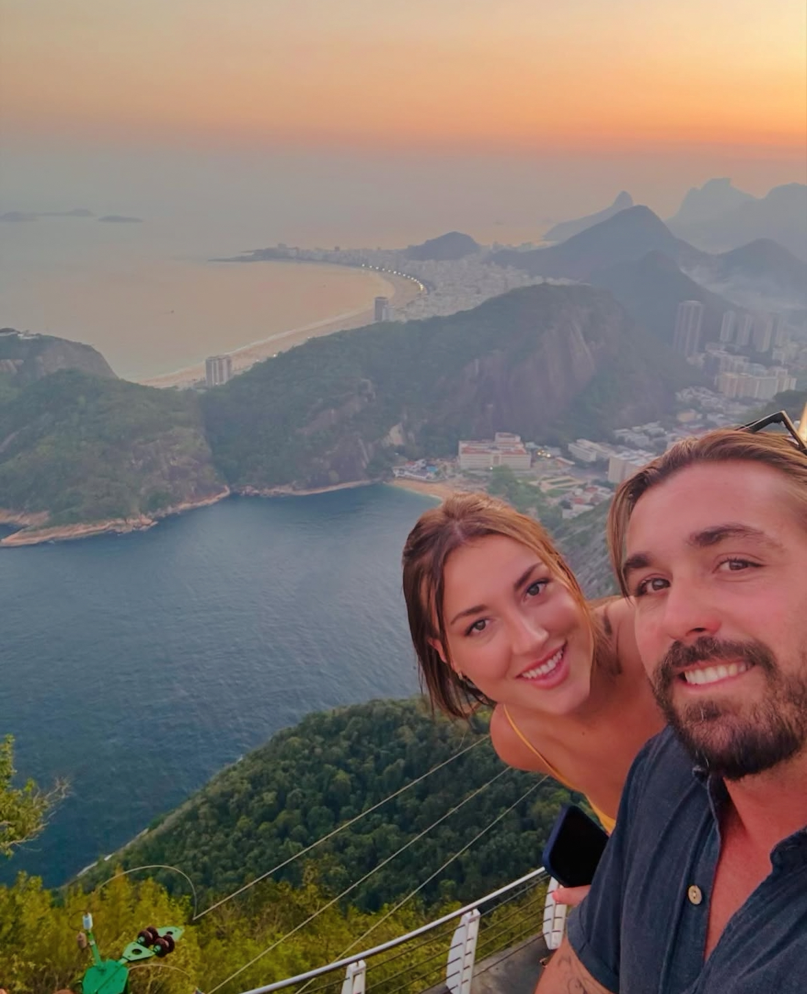 Nelson and his girlfriend above Rio de Janeiro at sunset